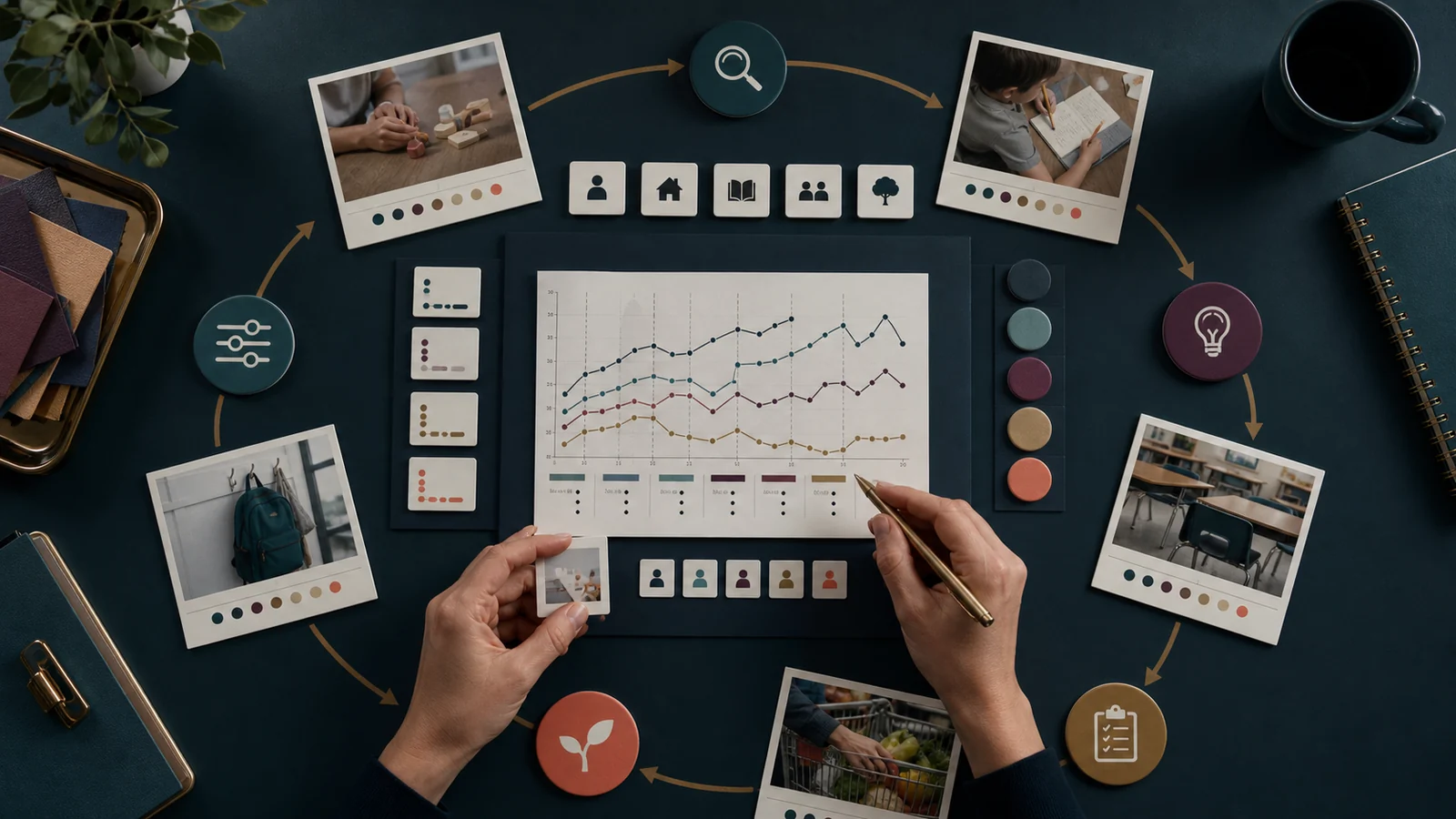 A clinical visual linking progress data with skills across home, school, therapy, and community