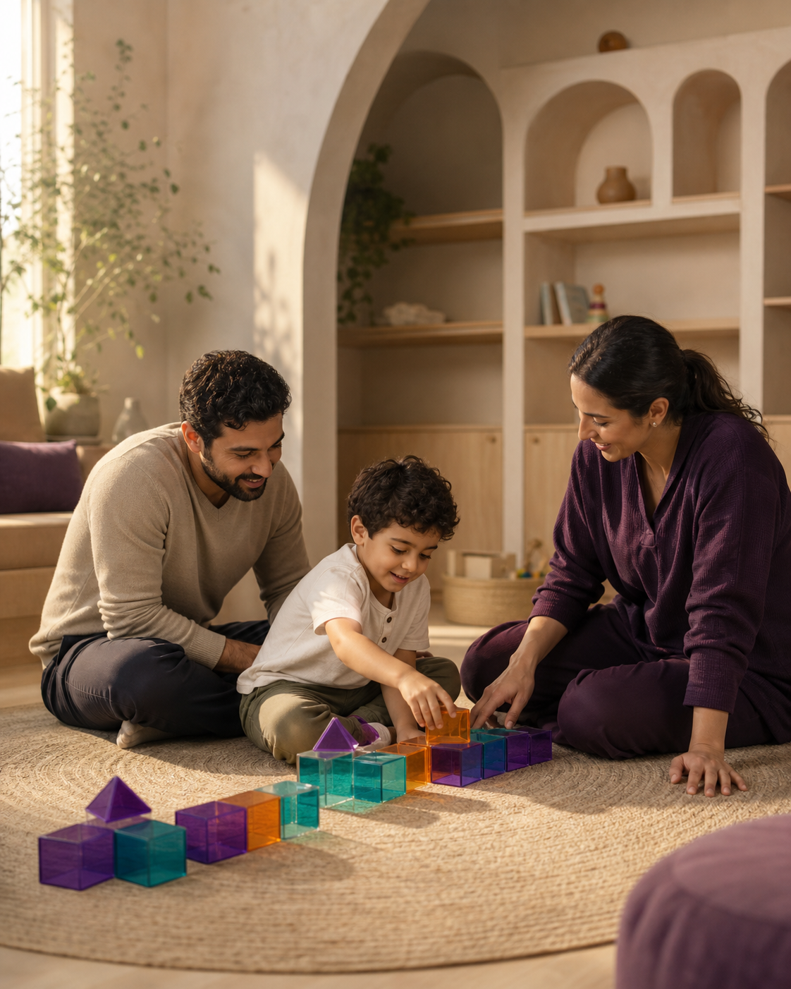 A child, parent, and therapist building a shared pathway together