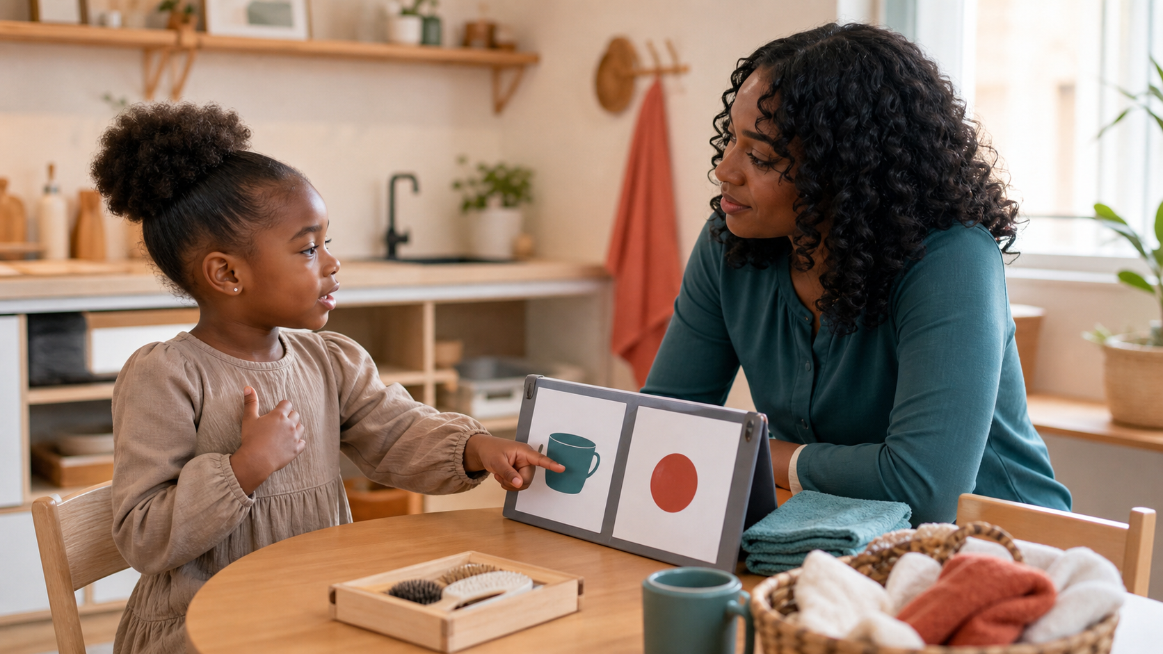 A therapist assessing a child's functional communication and daily-living skills