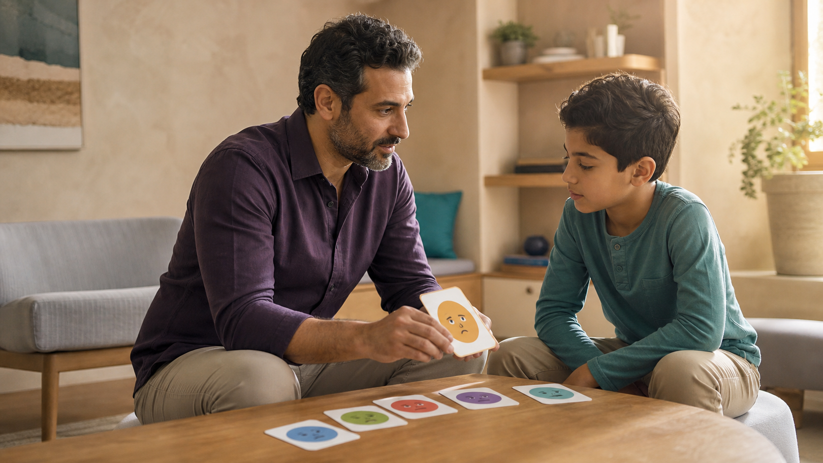 A behavior specialist and child exploring feelings together